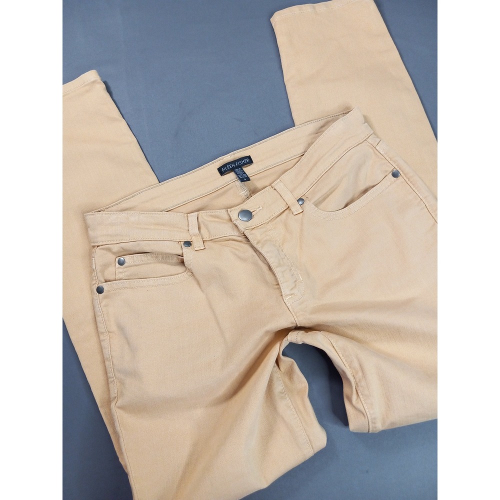 Eileen Fisher Womens Skinny Jeans Size 4 Apricot Tan Denim Slim Leg Pants